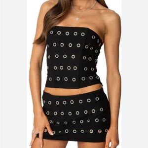 EDIKTED Arlette Grommet Tube Top And Skirt Set Small